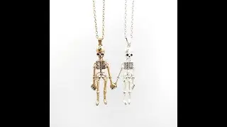 BFF necklaces for 2 best friends, skeleton friendship necklace for 2.