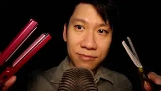 ASMR hair straightener and hair cutting sounds