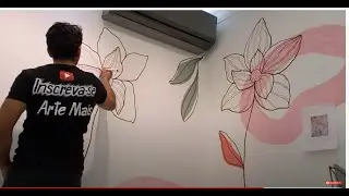 Pintura organica em parede - decoração de studio de beleza