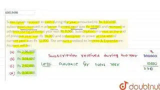 Subscription received in cash during the year amounted to Rs 3,00,000, subscription received in ...