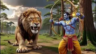 Epic Mythological Battle: Lord Rama vs Ferocious Lion | AI Generated Cinematic Fight Scene