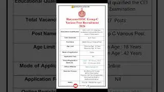 Haryana HSSC Group C Various Post Recruitment 2026 | New Vacancy 2026 | dailyJobs updates #shorts