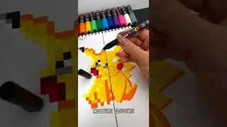 Drawing PIKACHU from Pokemon BUT in 2 Different Styles with Posca Markers! Part 2! #shorts