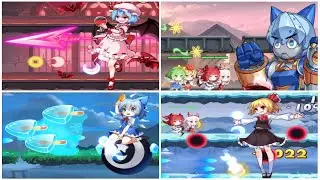Touhou Arcadia Record Chapter 1-4 Bosses / Side Scrolling Bullet Hell Gameplay GachaGame Android IOS