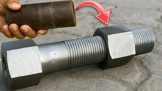 Unbelievable Lathe Project: Making a Massive Big Nut & Bolt from Scratch Iron Shaft By Golden Hands