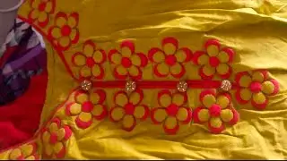 Multicolor #aplic #dressdesign/ double layer applic flower #tutorial/ five petals flower motif