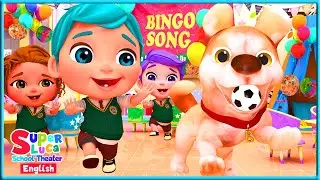 Bingo, our dog | B-I-N-G-O Song🐶Funny Song for Kids  - Nursery Rhymes & Kids Songs -Super Luca 🦈