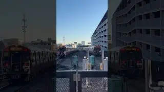 Two new orange line trains at assembly