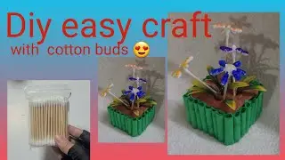 Diy cotton bud flower craft at home /amazing use of cotton bud/easy to use 