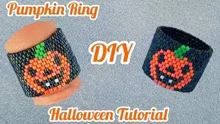 🎃Pumpkin ring/Halloween party jewelry/Even count peyote stitch/How to make jewelry at home/DIY