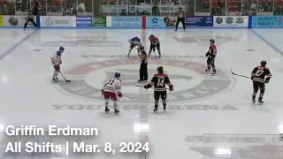 Griffin Erdman (WAT14) | All Shifts | Waterloo Black Hawks vs. Des Moines Buccaneers | 3 8 2024