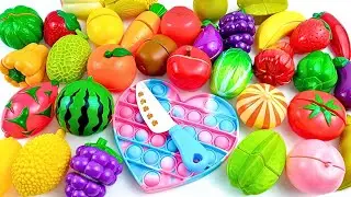 Cutting Plastic Fruit and Vegetables, WATERMELON PEACH | Plastic vs Squishy ASMR Pop it