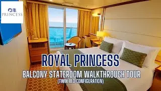 Walkthrough Tour of a Balcony Stateroom [Twin Configuration] on the Royal Princess Cruise Ship