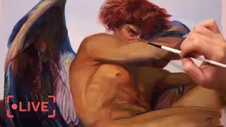 🎨 Art Therapy! Live Oil Painting of Fallen Angel