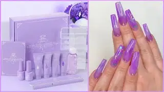 Makartt Purple Polygel Kit Review | Purple Tie Dye Polygel Nails W/ Encapsulated Fruit & Glitter