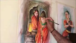 Watercolour painting of a beautiful Indian girl in saree | art painting workshop