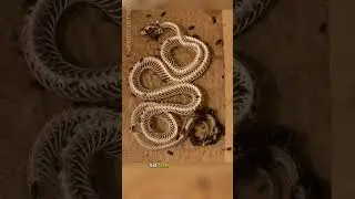 Жуки-кожееды чистят скелет кукурузного ужа. Покадровая съёмка