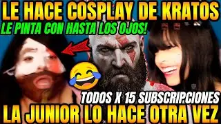 PAYASITA ESTRENA COSPLAY DE KRATOS!🤣LA JUNIOR HACE DE LAS SUYAS MIENTRAS DUERME Y LE PINTA LA CARA😅