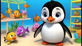 Baby Penguin Visits the Fish Shop | 3D Animated Nursery Rhyme for Kids