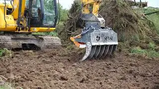 MDE Scorpion Excavator Grab Being Used as Land Rake