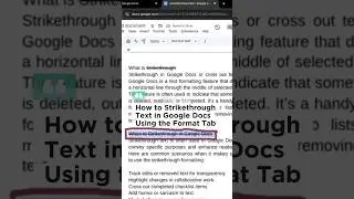 How to Strikethrough Text in Google Docs Using the Format Tab #shorts #googledocs #howto