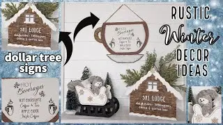 ❄RUSTIC WINTER DECOR IDEAS!!~Dollar Tree Sign Makeovers~Trash to Treasure Sleigh~New Paint Technique