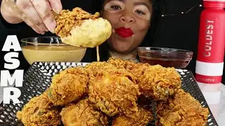 ASMR CHEESY KFC FRIED CHICKEN MUKBANG + CHEESE SAUCE RECIPE No Talking COOKING & EATING SOUNDS