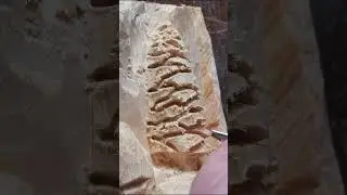 Hand carving a simple pine tree scene #handmade #woodcarving #artwork