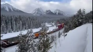 Winter Trains in the snow in the Canadian Rockies! 