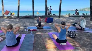 BEACH YOGA GOOD VIBES 🌞 Stretching, Breathing and Meditation | Good Vibes Thailand 🌴