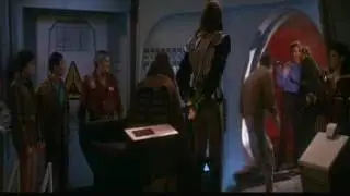 Captain Kirk escaping the Genesis planet with Spock aboard Commander Kruge's Klingon bird of prey