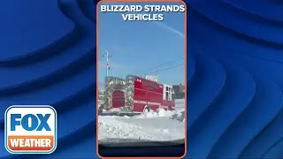 Fire Truck, Vehicles Become Stranded in Buffalo, NY Due to Blizzard