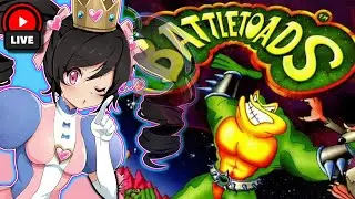 Day 2 - Can I beat Battletoads (NES)!? NO WARPS/CHEATS!!! 👑✨🩵🩷🤍
