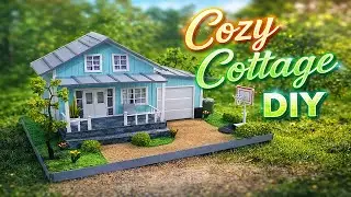 Handcrafted Miniature Family House (cardboard) with Garden, Garage and Cozy Suburban Details