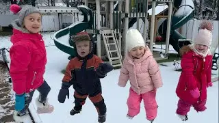 Kids Playing in Snow | Winter Fun for Kids Playing at Playground