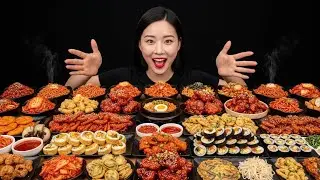 EATING ASMR | Classic Korean Feast – Kimchi, Jjajangmyeon, Bibimbap, Gimbap, Bulgogi