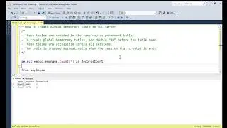 How to create global temporary table in Microsoft SQL Server | GLOBAL TEMP TABLE #sqlserver