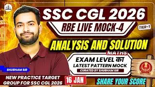 SSC CGL 2026 Tier-1 Free Live Mock Test 4 | Safe Score and maths solution| New target group