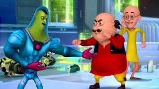 While playing car games, Motu is dreaming, fighting with robots, Patlu is with him