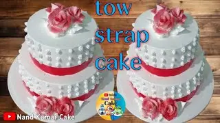 Vanilla strawberry 🍓 mix cake 🎂/two step/ design/latest/two step cake 🎂 Vanilla /strawberry 🍓 mix