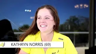 WA Amateur leaders Ben Ferguson and Kathryn Norris chat after Round 1