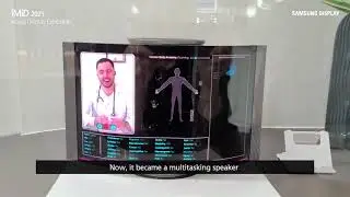 Samsung AI speaker with 12.4 inch OLED outfold and infold display during Korea Display Exhibition
