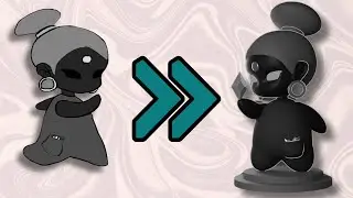 Simple Cute Character Design Process from 2D to 3D (Procreate to Blender Sculpt)