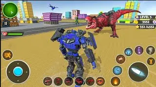 Dino Robot Transformation Car Bike Jet Game 2026 Mage Dinosaur Fight in City - Android Gameplay 