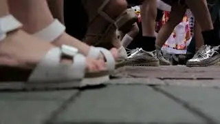 Crowd walking foot feet shoes Stock footage for creators.