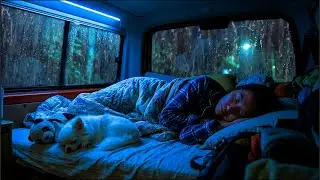 Relaxing Heavy Rain & Thunder Sounds ⛈️ Inside a Car 🚐 — Deep Sleep & Calm Night Ambience