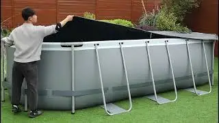 Which is the correct steps to install the pool cover