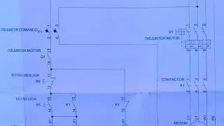 Partida direta circuito de for&ccedil;a e de comando usando disjuntor motor e l&acirc;mpadas de sinaliza&ccedil;&atilde;o