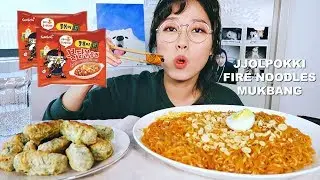 'JJOLPOKKI' Fire Noodles w. deep friend seaweed roll & cheese Mukbang~