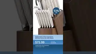 Astercook 15 Pcs Luxurious Kitchen Knife Set with Block